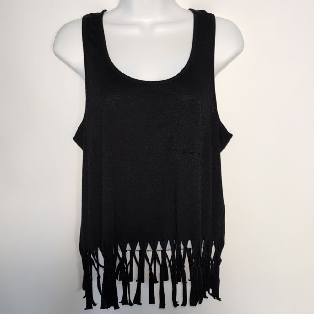 Aeropostale Black Fringe Tank Top